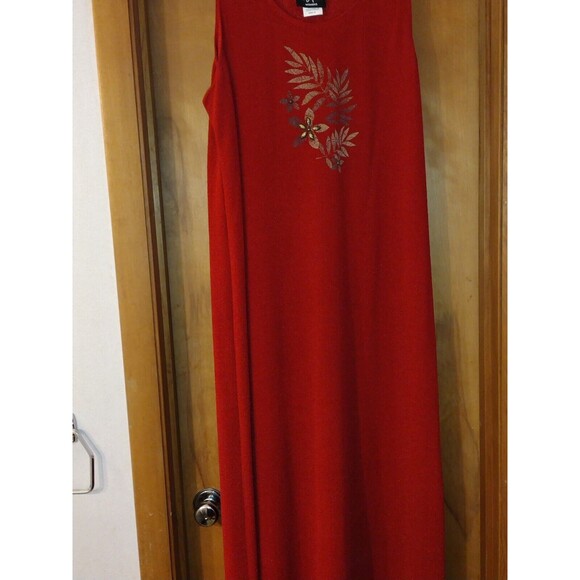 Positive Attitude Womens Size 16 Red Two Piece Jacket Long Dress Floral Açcent - Picture 10 of 14